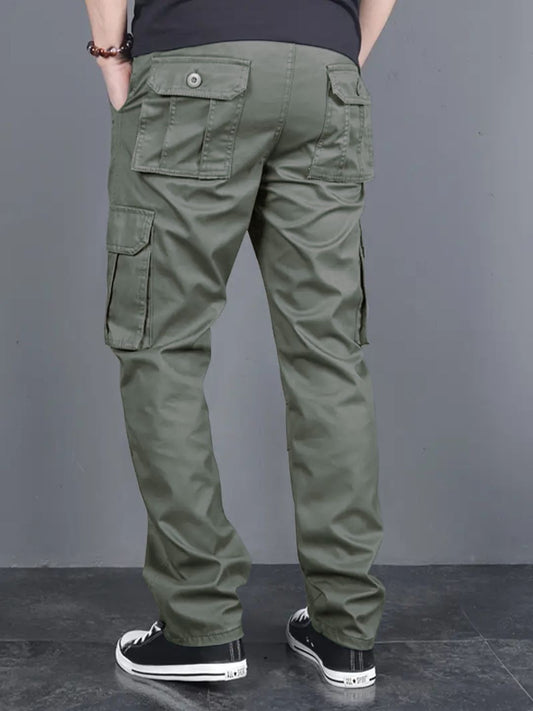 Men's Regular Fit Cotton Cargo Pants - Olive