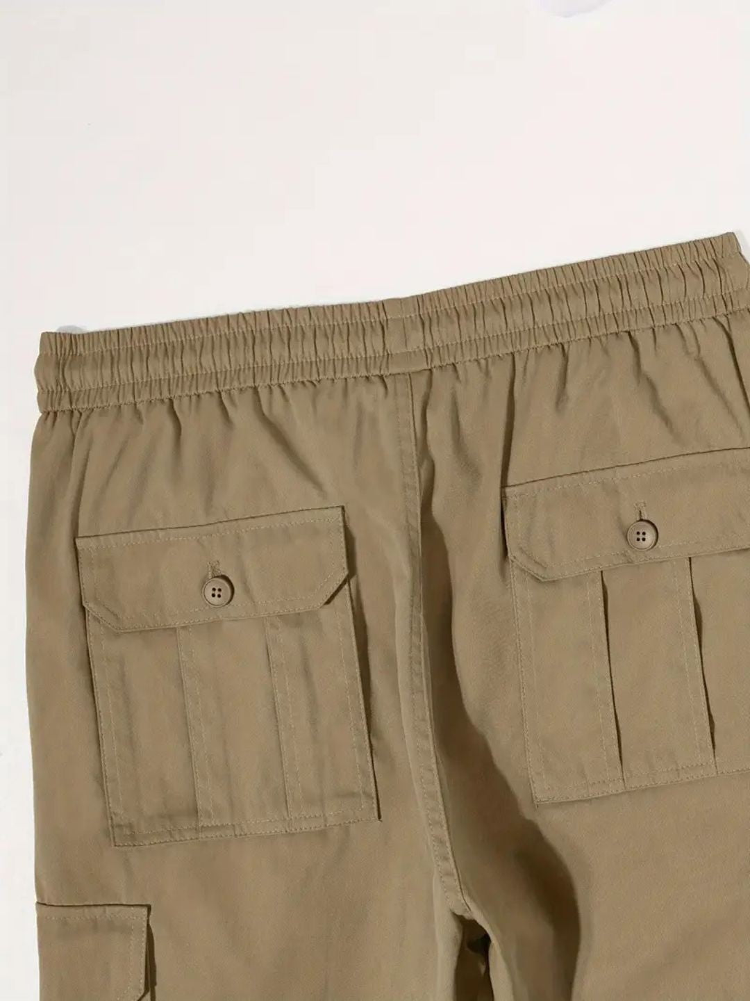 Men's Regular Fit Cotton Cargo Pants -Khaki