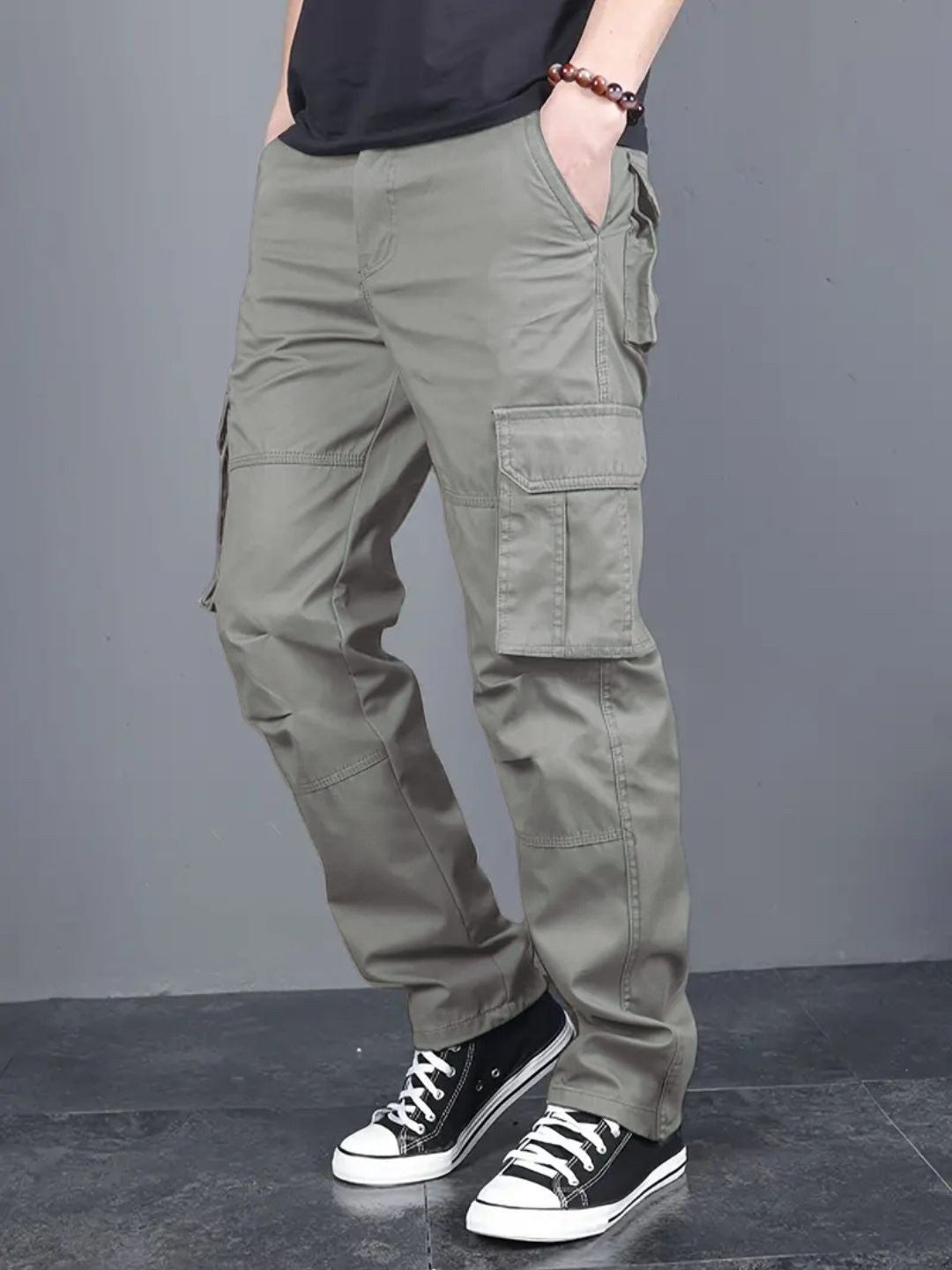 Men's Regular Fit Cotton Cargo Pants - MGray