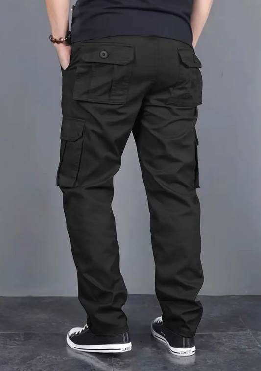 Men's Regular Fit Cotton Cargo Pants - Black