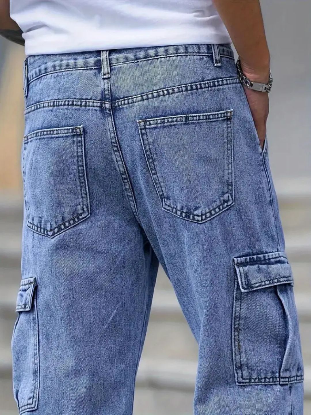 Premium Stretchable Cargo Baggy Jeans – 6 Pocket