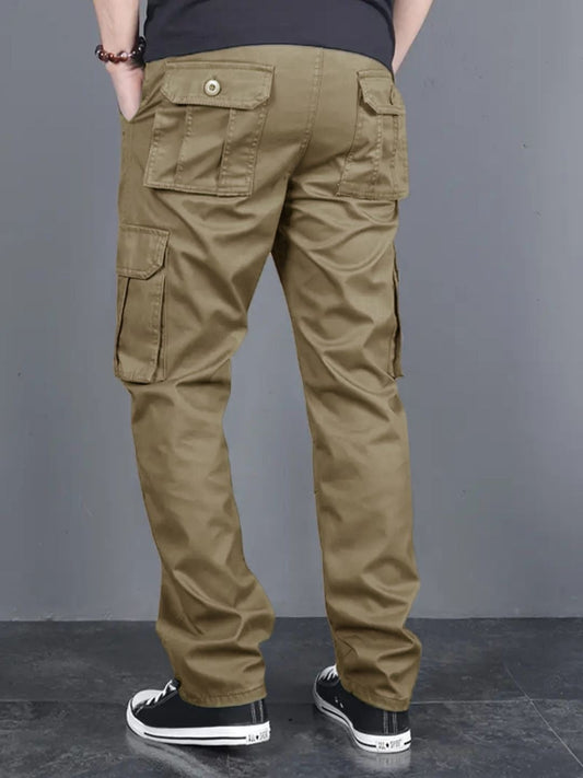 Men's Regular Fit Cotton Cargo Pants - Dark Khaki