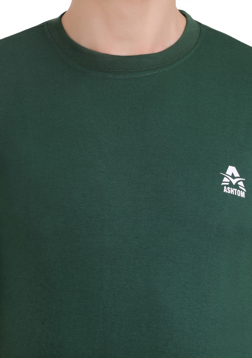 Green Cotton Round Neck T Shirt For Men