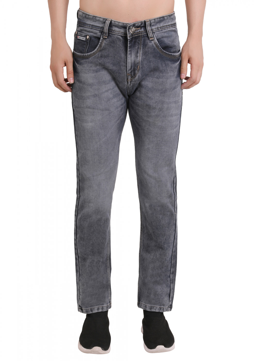 Gray Regular Fit Trendy Jeans For Men