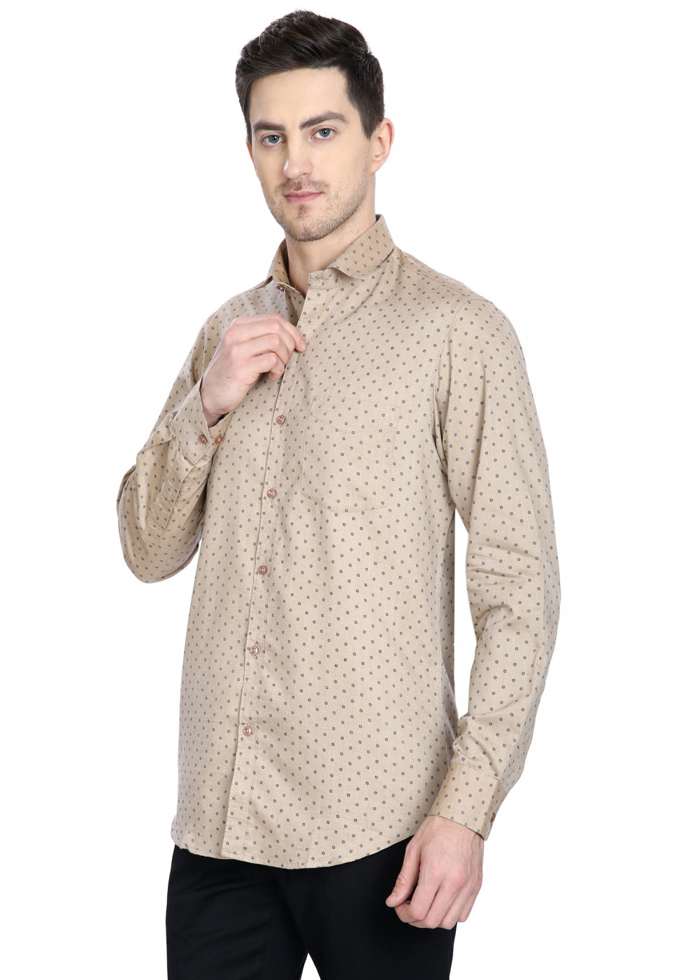 Biscuit Cotton Samary Print Shirt For Men
