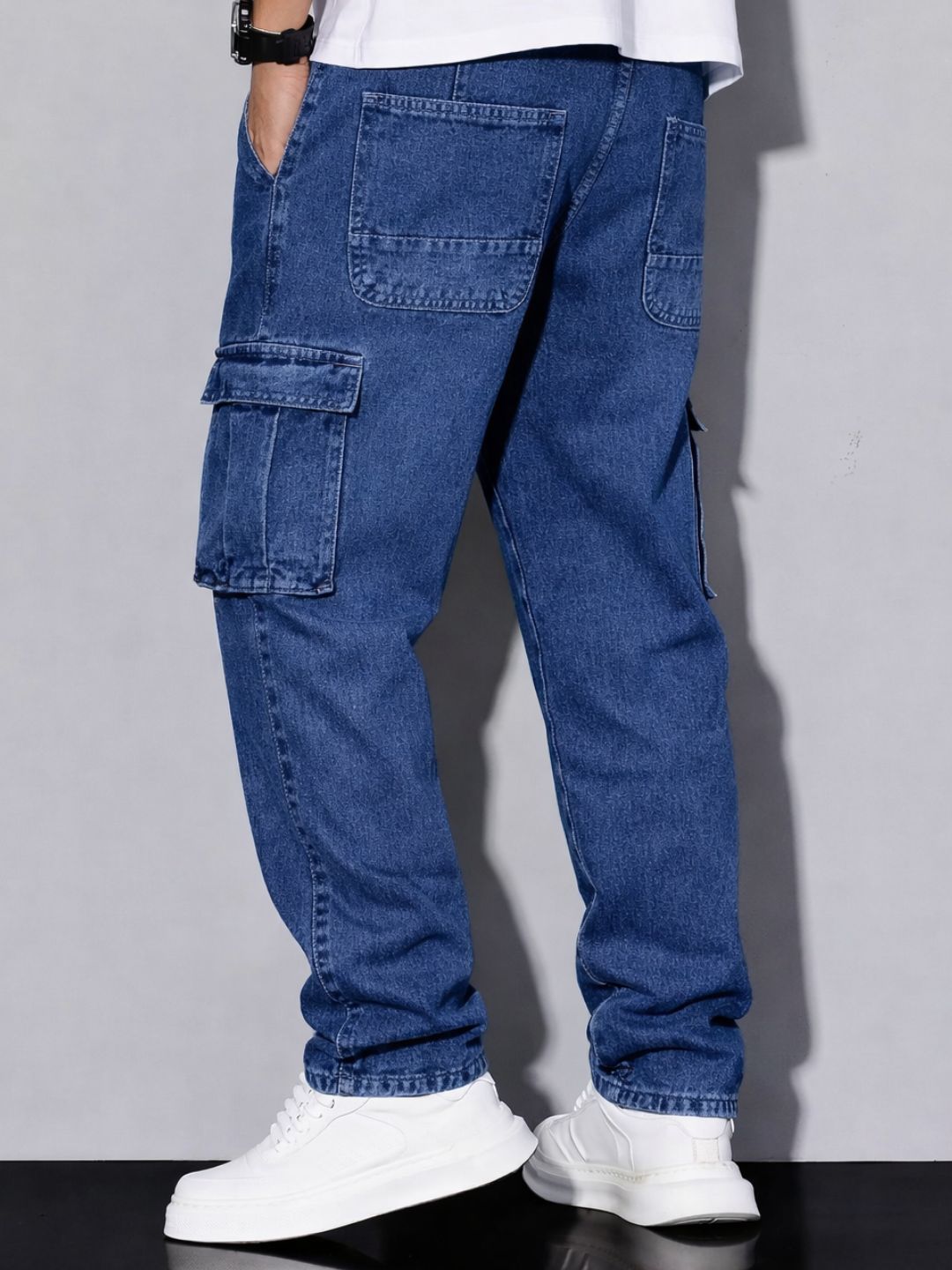 Premium Stretchable Cargo Baggy Jeans – 6 Pocket