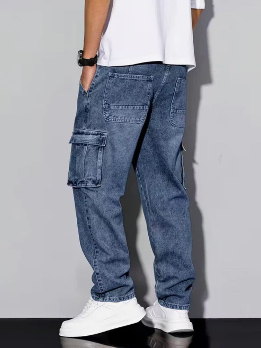 Premium Stretchable Cargo Baggy Jeans – 6 Pocket