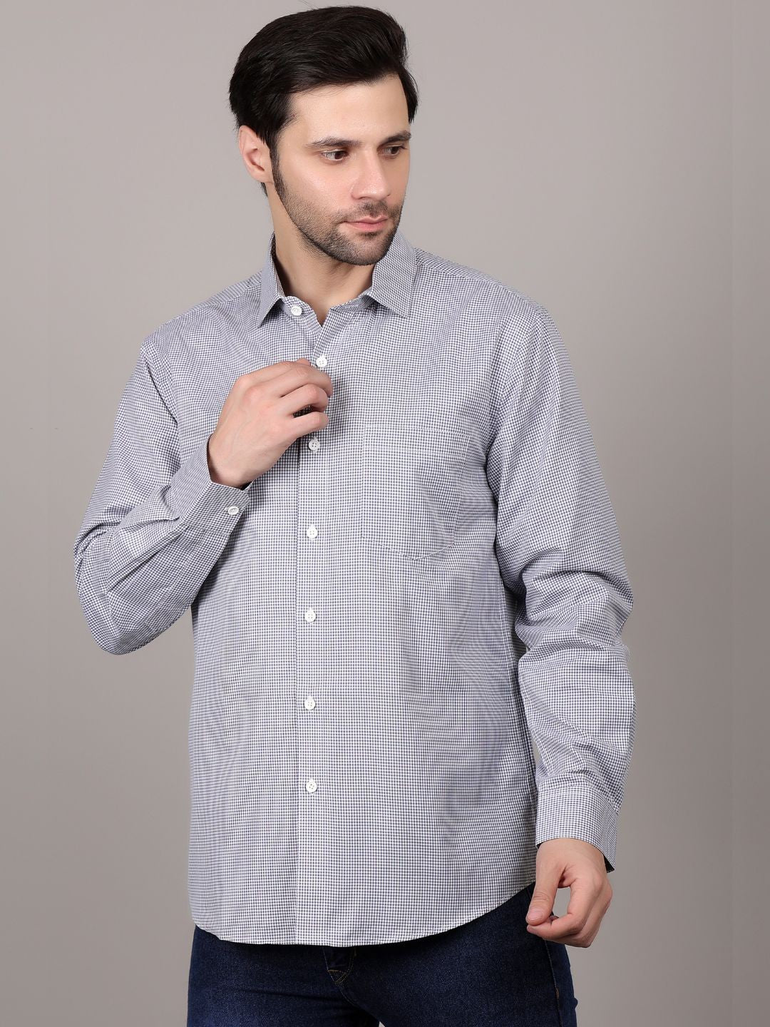 Blue Dots Printed Cotton Casual Shirt For Men