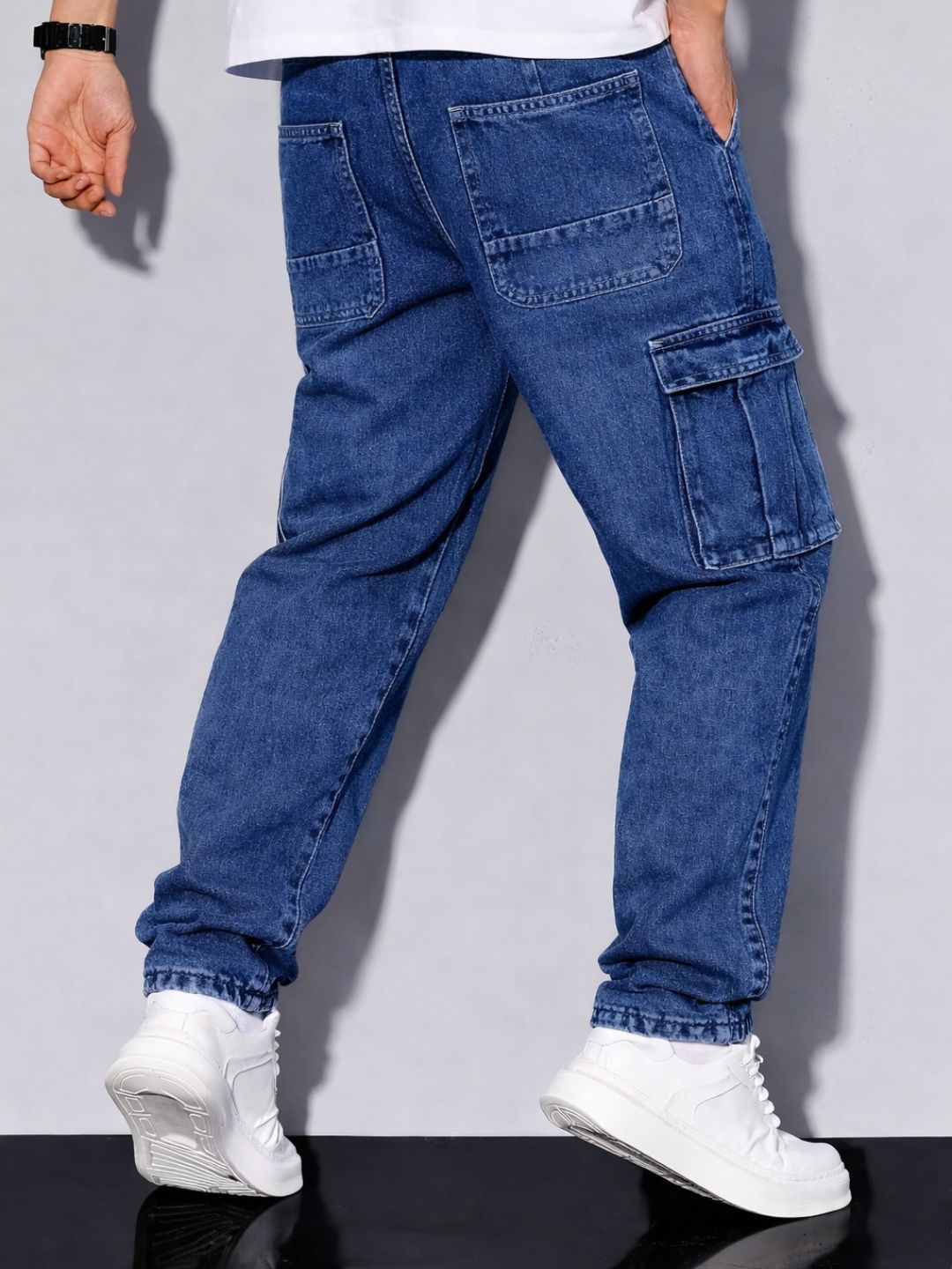 Premium Stretchable Cargo Baggy Jeans – 6 Pocket