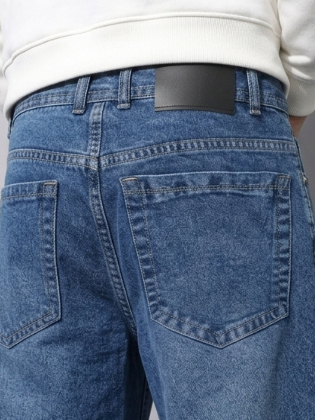 Premium Men’s Lycra Stretch Baggy Whisker Wash Denim Blue