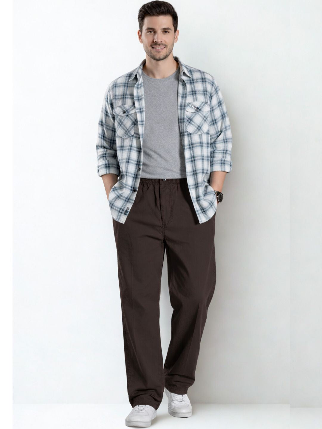 Premium Casual Cargo Trousers - Coffee