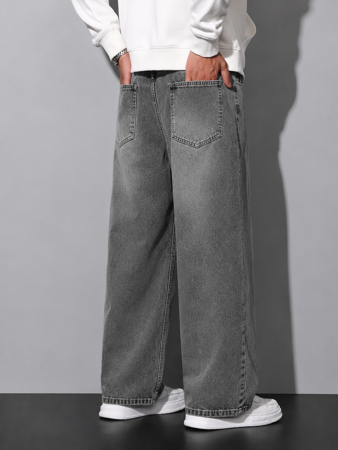 Premium Men’s Lycra Stretch Baggy Whisker Wash Denim