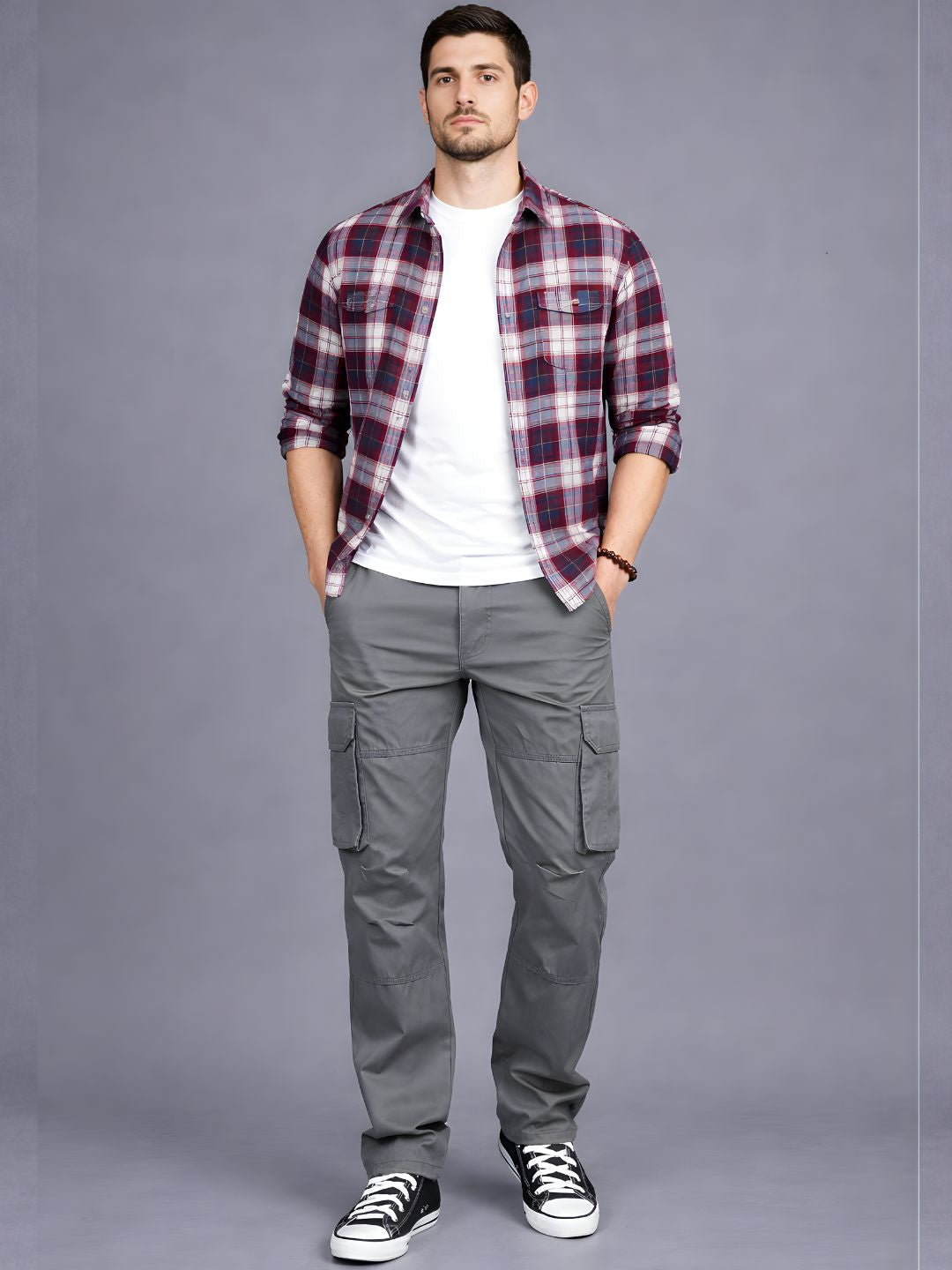 Men's Regular Fit Cotton Cargo Pants - Dgray