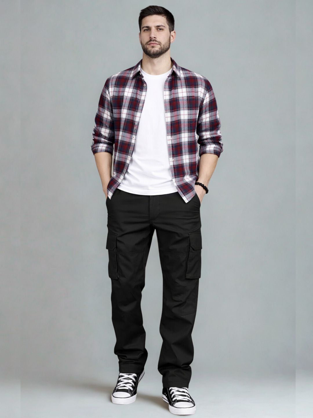 Men's Regular Fit Cotton Cargo Pants - Black