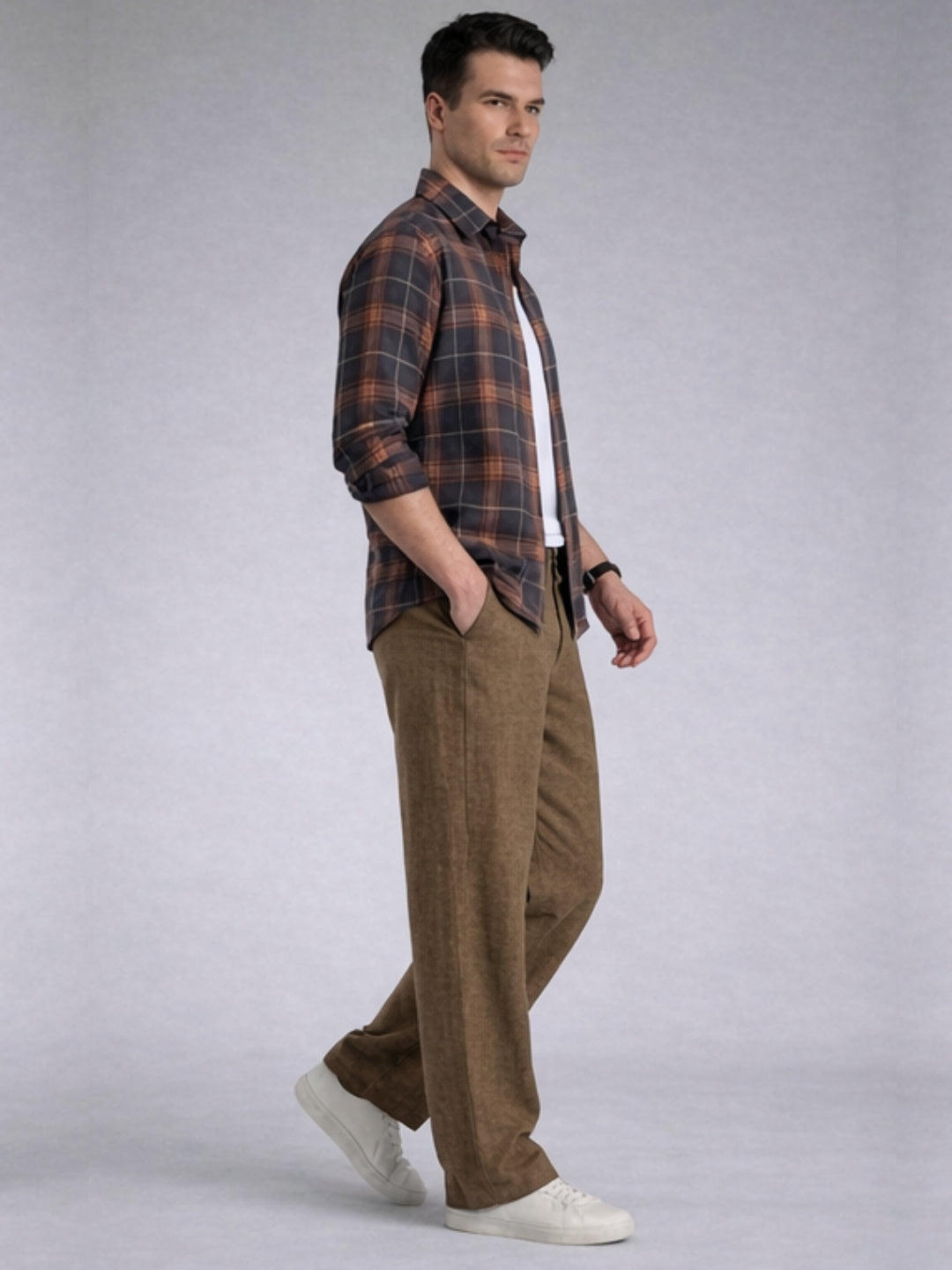 Premium Linen Cargo Pants for Men - BROWN