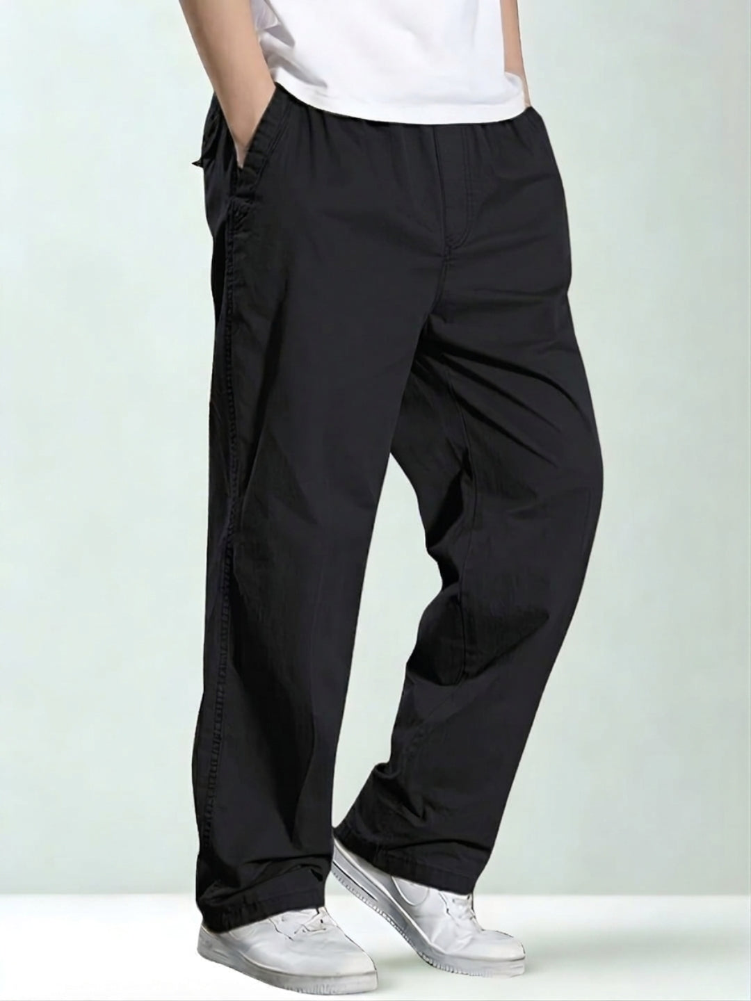 Premium Men's Cotton Pants Lycra - Black