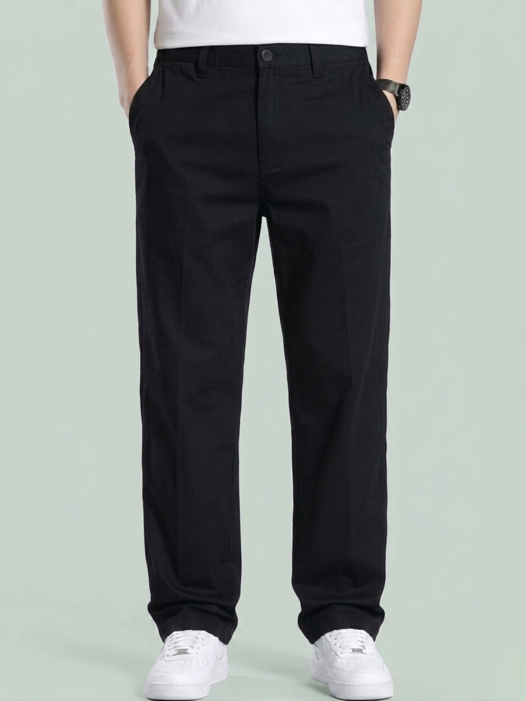 Premium Men's Cotton Pants Lycra - Black