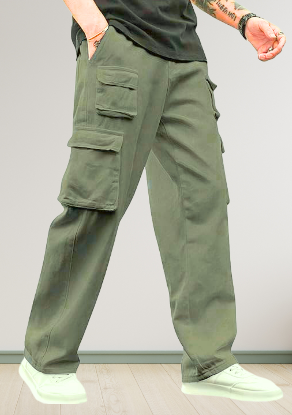 Men's Cotton loose fit cargo Trousers